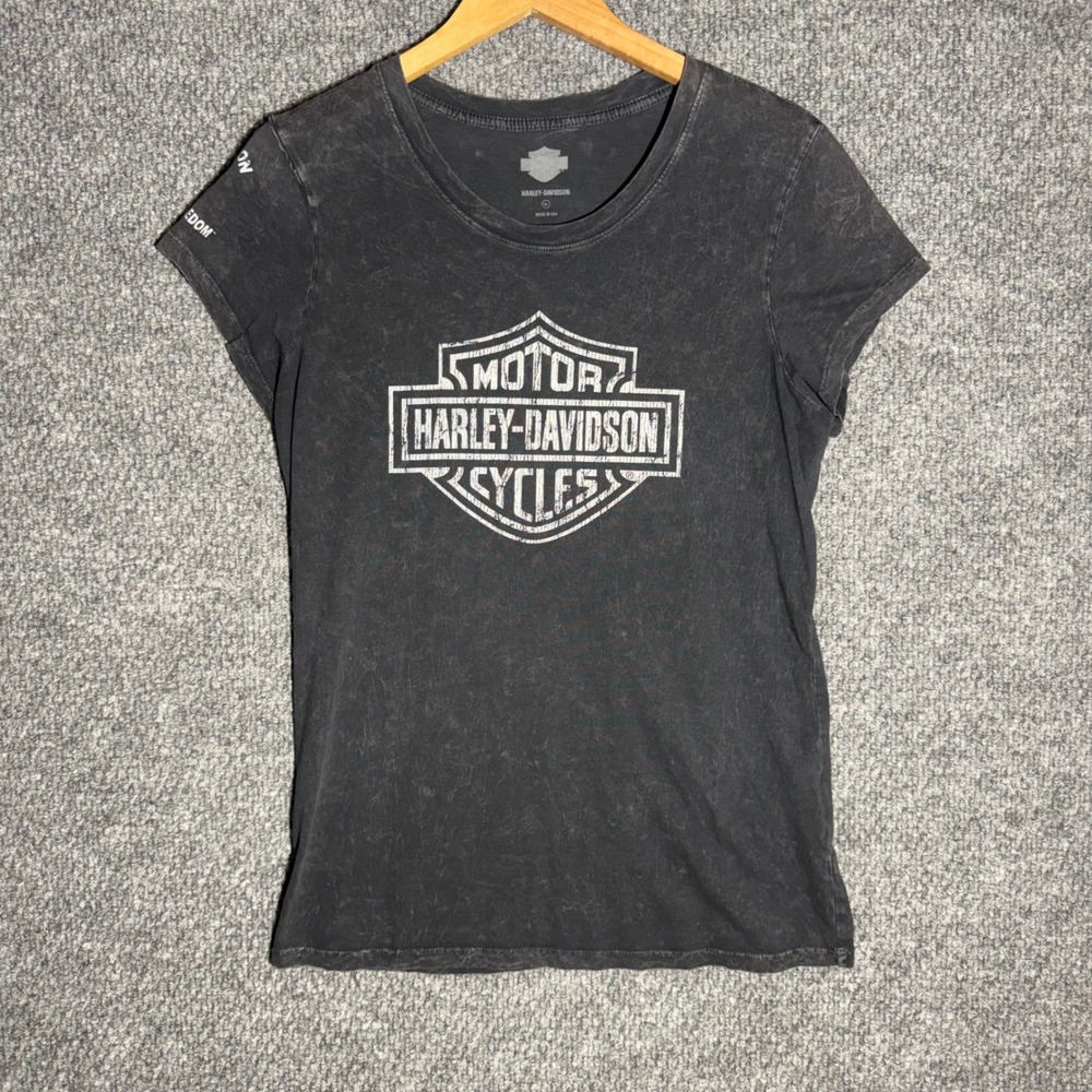 Harley-Davidson Wounded Warrior Project Graphic T-Shirt XL Faded Black Acid Wash